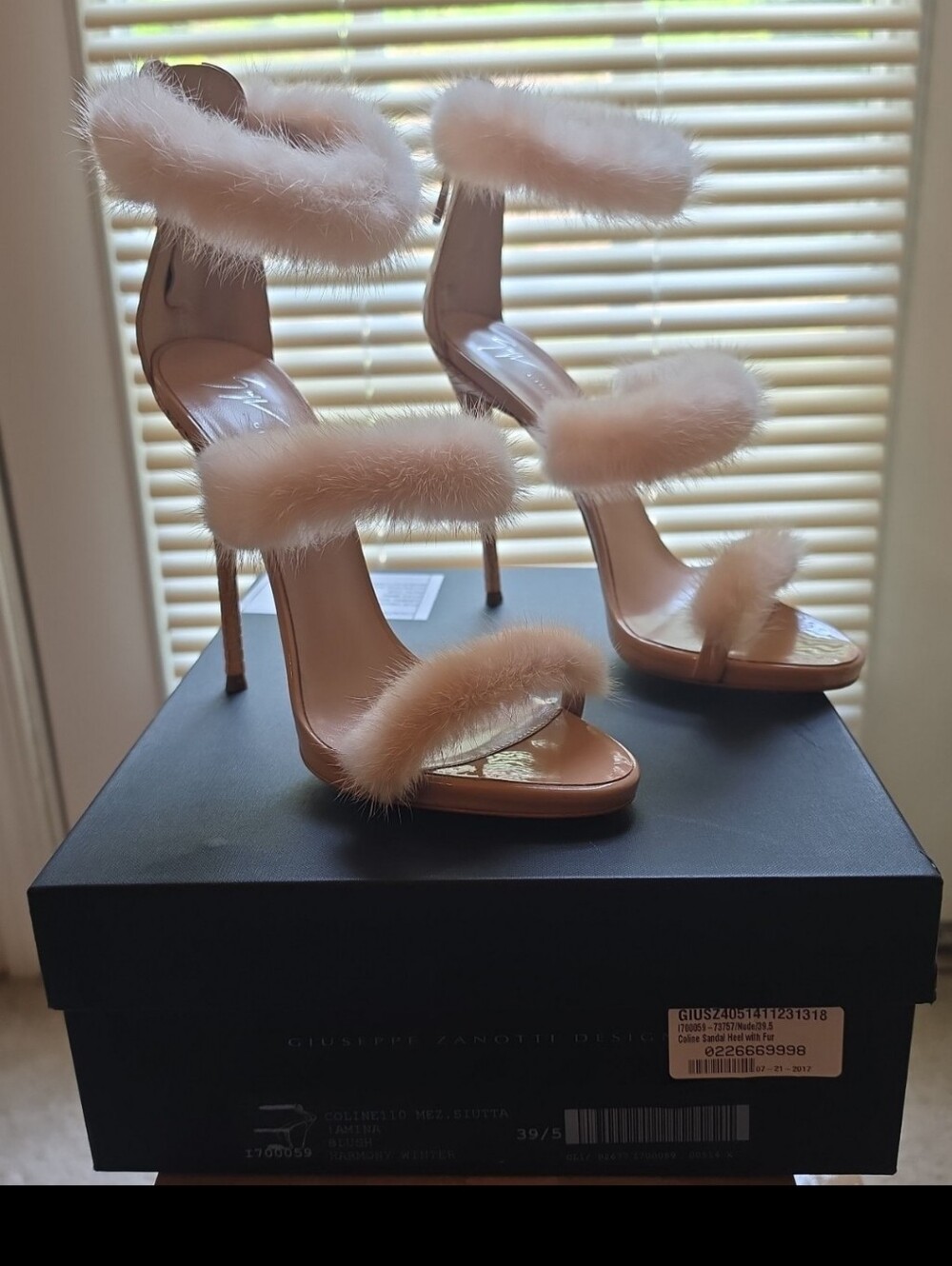 Giuseppe Zanotti Pink Fur Triple-Strap High Heels - Picture 2 of 13